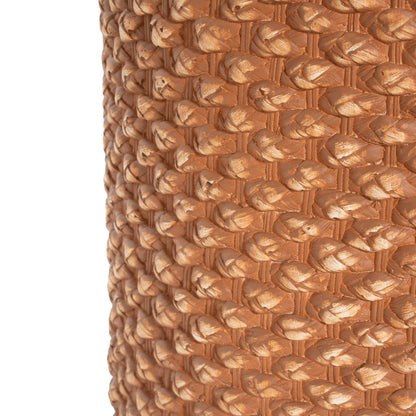 Evie Outdoor Round MGO Side Table brown woven rattan texture by HouseOfZazla on Tampa Home & Garden Store