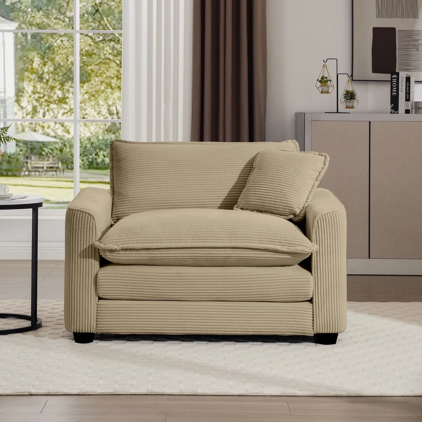 Modern Classic Fabric Single Chair beige with pillow by Unique Piece Furniture on Tampa Home & Garden Store