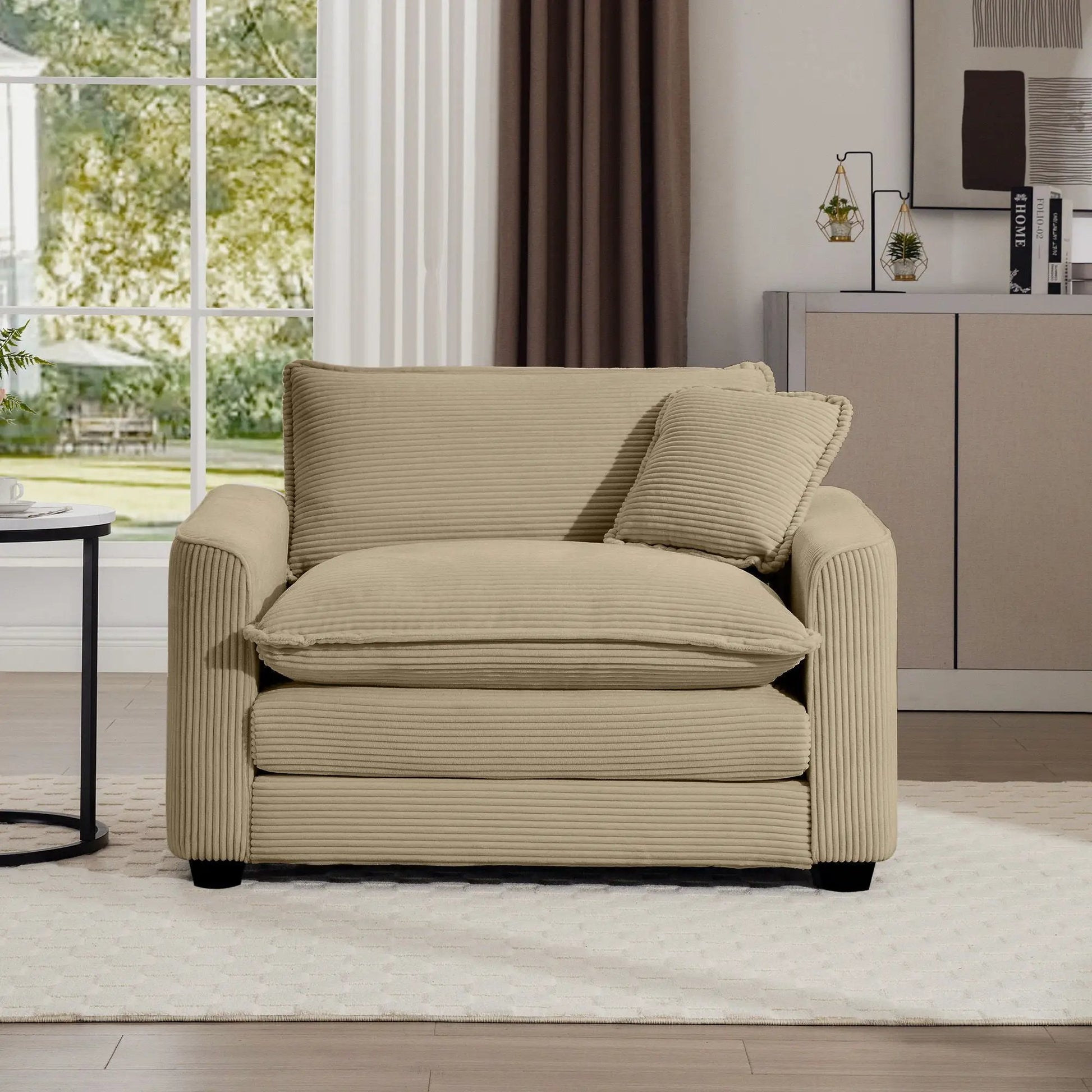 Modern Classic Fabric Single Chair beige with pillow by Unique Piece Furniture on Tampa Home & Garden Store