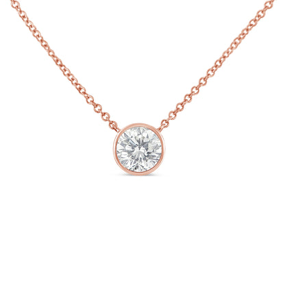 Rose gold bezel-set round diamond pendant necklace on chain on Tampa Home & Garden Store