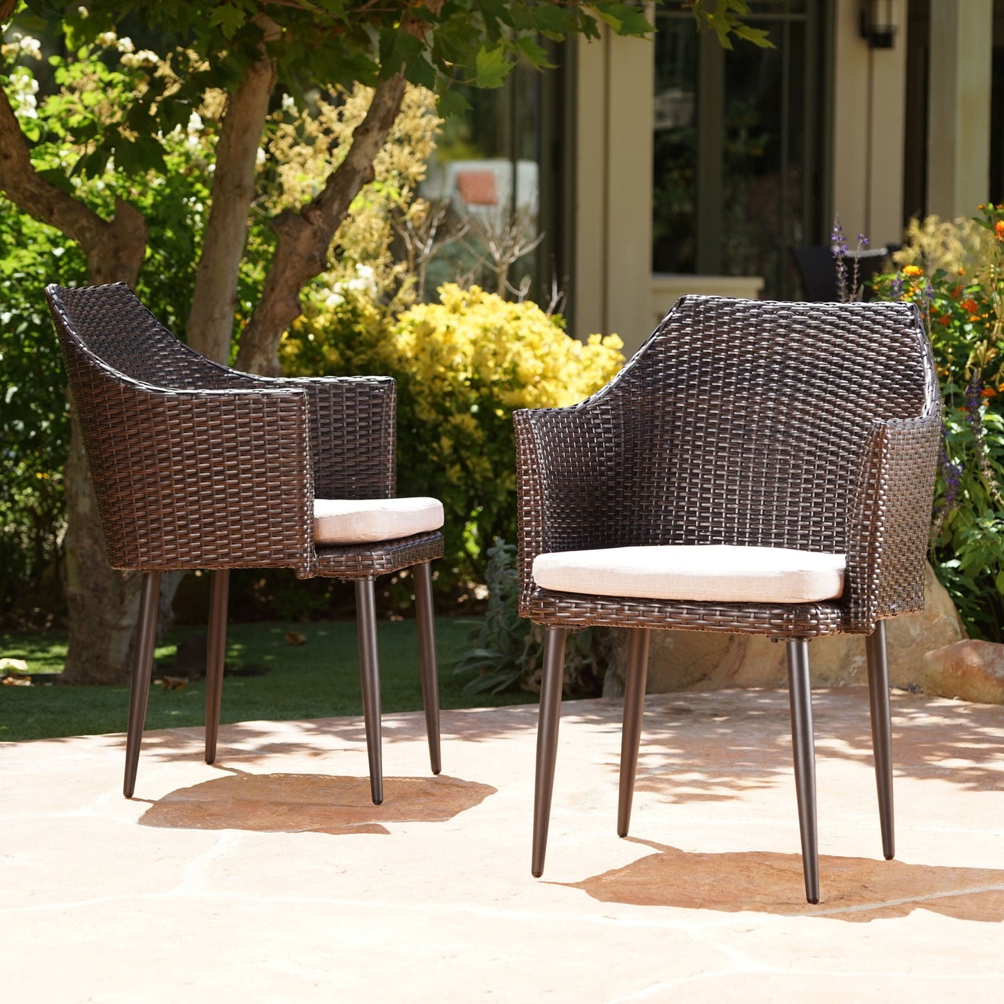 Kenneth Outdoor Rattan Dining Chair Set of 2