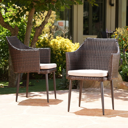 Kenneth Outdoor Rattan Dining Chair Set of 2