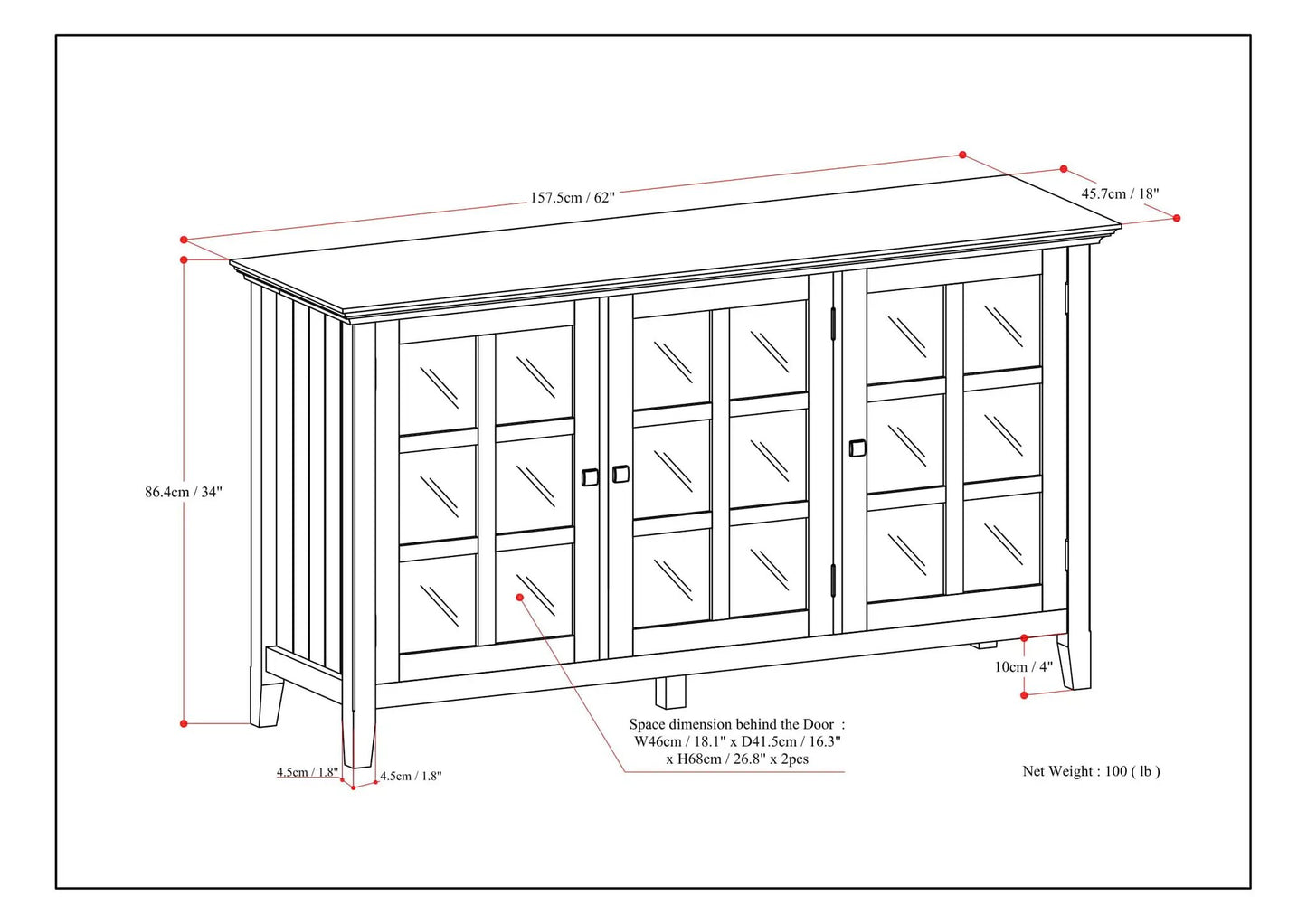 Acadian Wide Storage Cabinet Handcrafted