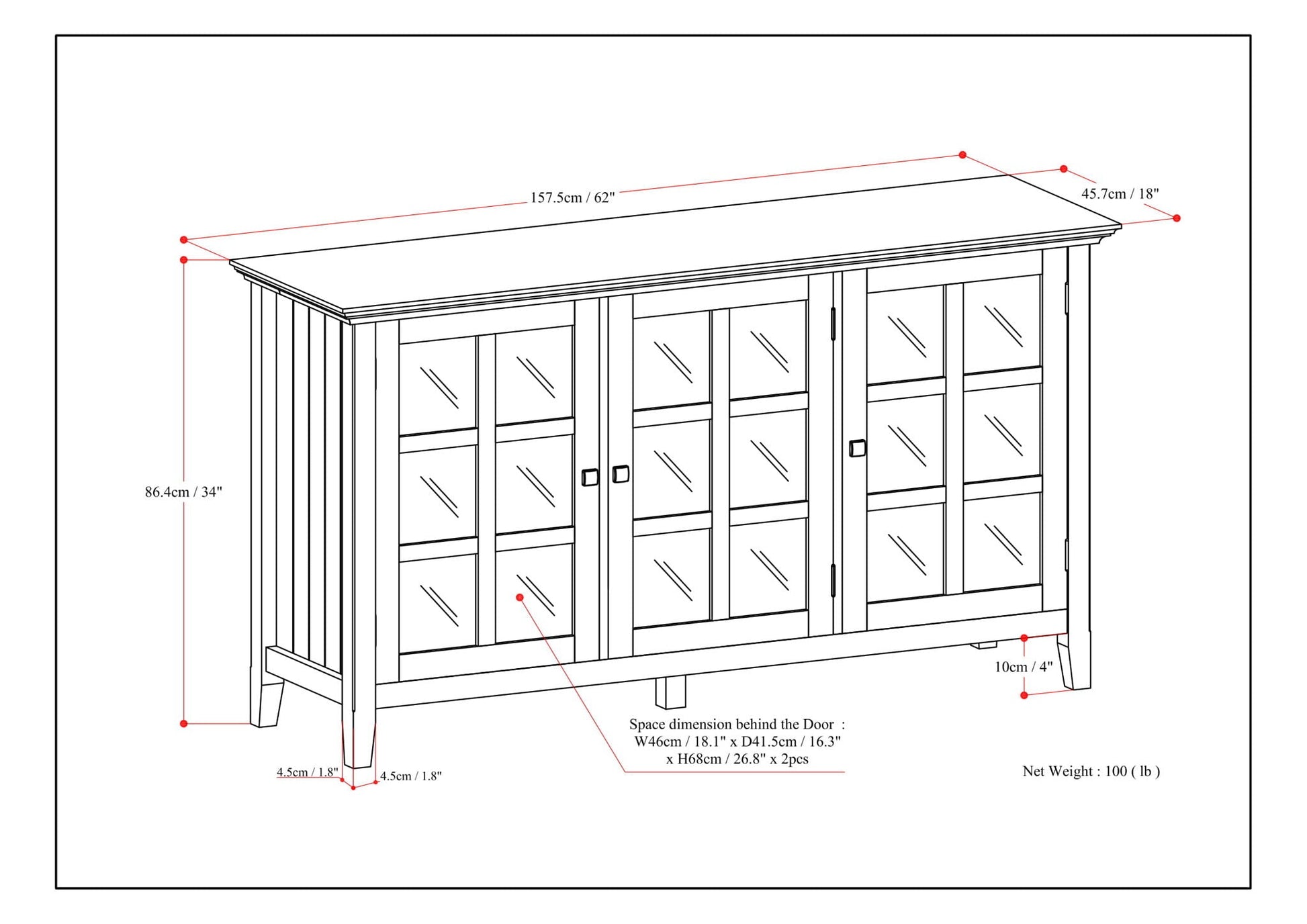 Acadian wide storage cabinet handcrafted with glass-front doors HouseOfZazla on Tampa Home & Garden Store