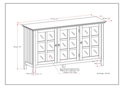 Acadian wide storage cabinet handcrafted with glass-front doors HouseOfZazla on Tampa Home & Garden Store