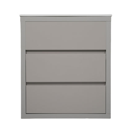Freestanding bathroom vanity gray cabinet with white countertop and 2 full-extension drawers on Tampa Home & Garden Store