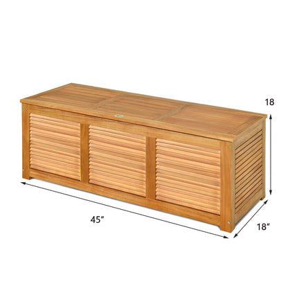 46 Gallon Acacia Wood Storage Bench Box for Patio Garden Deck - Tampa Home & Garden Store