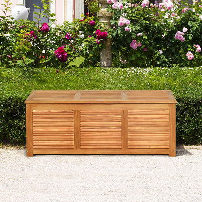 46 Gallon Acacia Wood Storage Bench Box for Patio Garden Deck - Tampa Home & Garden Store