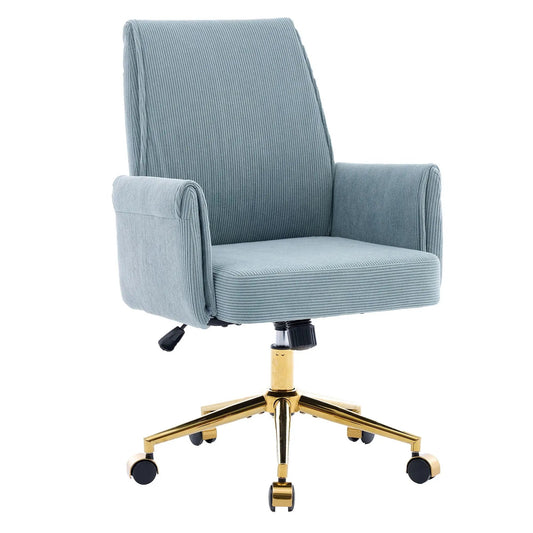 Ergonomic Mid Back Office Chair blue corduroy upholstery, swivel chair by Unique Piece Furniture on Tampa Home & Garden Store