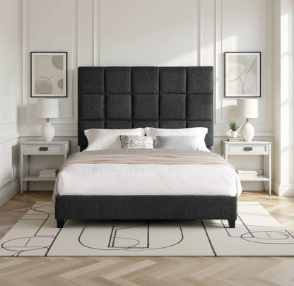 Squares Upholstered Headboard Platform Bed
