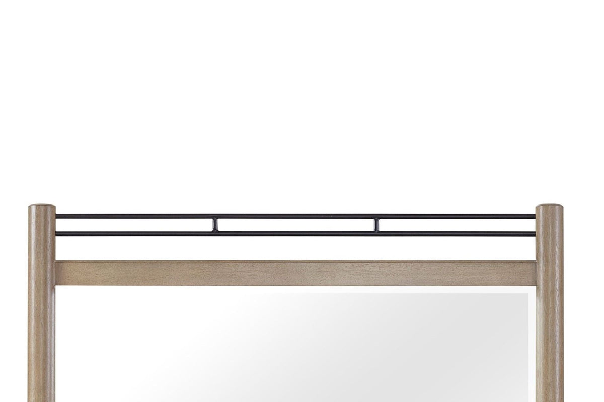 Queen canopy bed frame with sand finish wooden posts and black metal rails on Tampa Home & Garden Store