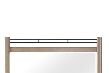 Queen canopy bed frame with sand finish wooden posts and black metal rails on Tampa Home & Garden Store