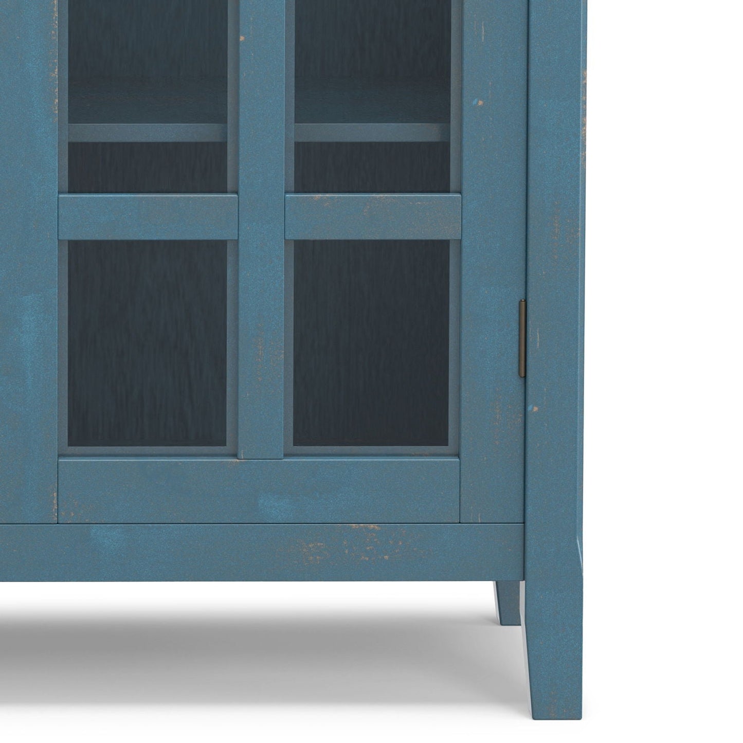 Acadian medium storage cabinet in blue distressed finish with glass panel doors by HouseOfZazla on Tampa Home & Garden Store