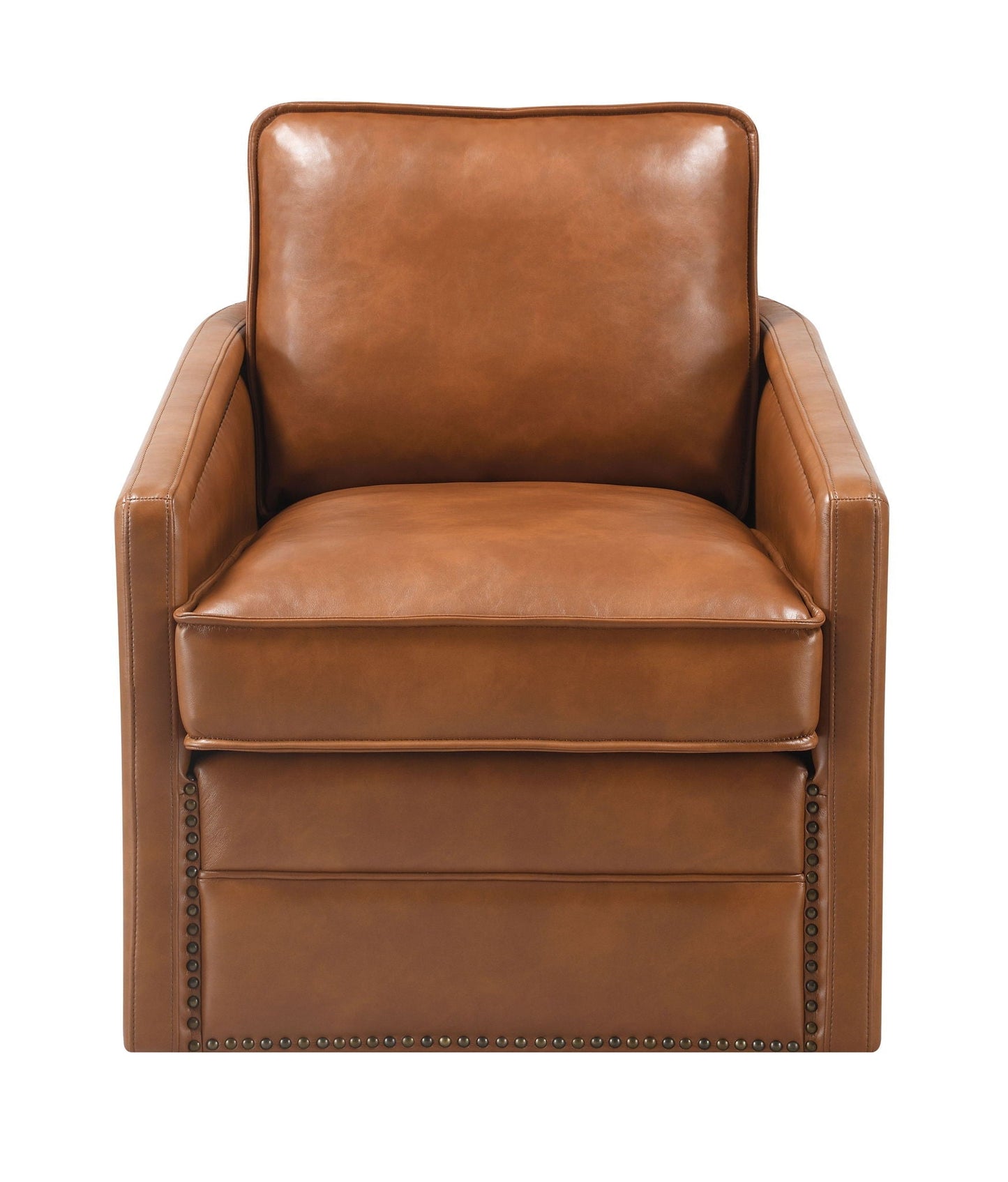Rocha Aire Swivel Chair With Glider caramel leather, high back, nailhead trim, HouseOfZazla on Tampa Home & Garden Store