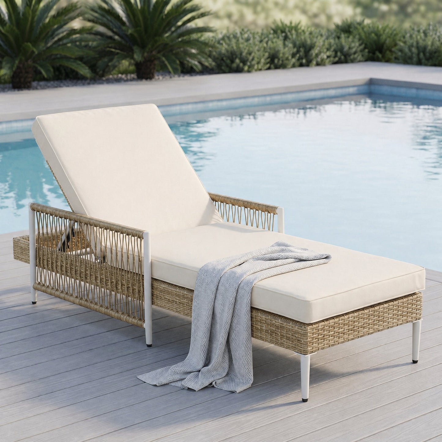 Topmax Outdoor Rattan Chaise Lounge Set of Two