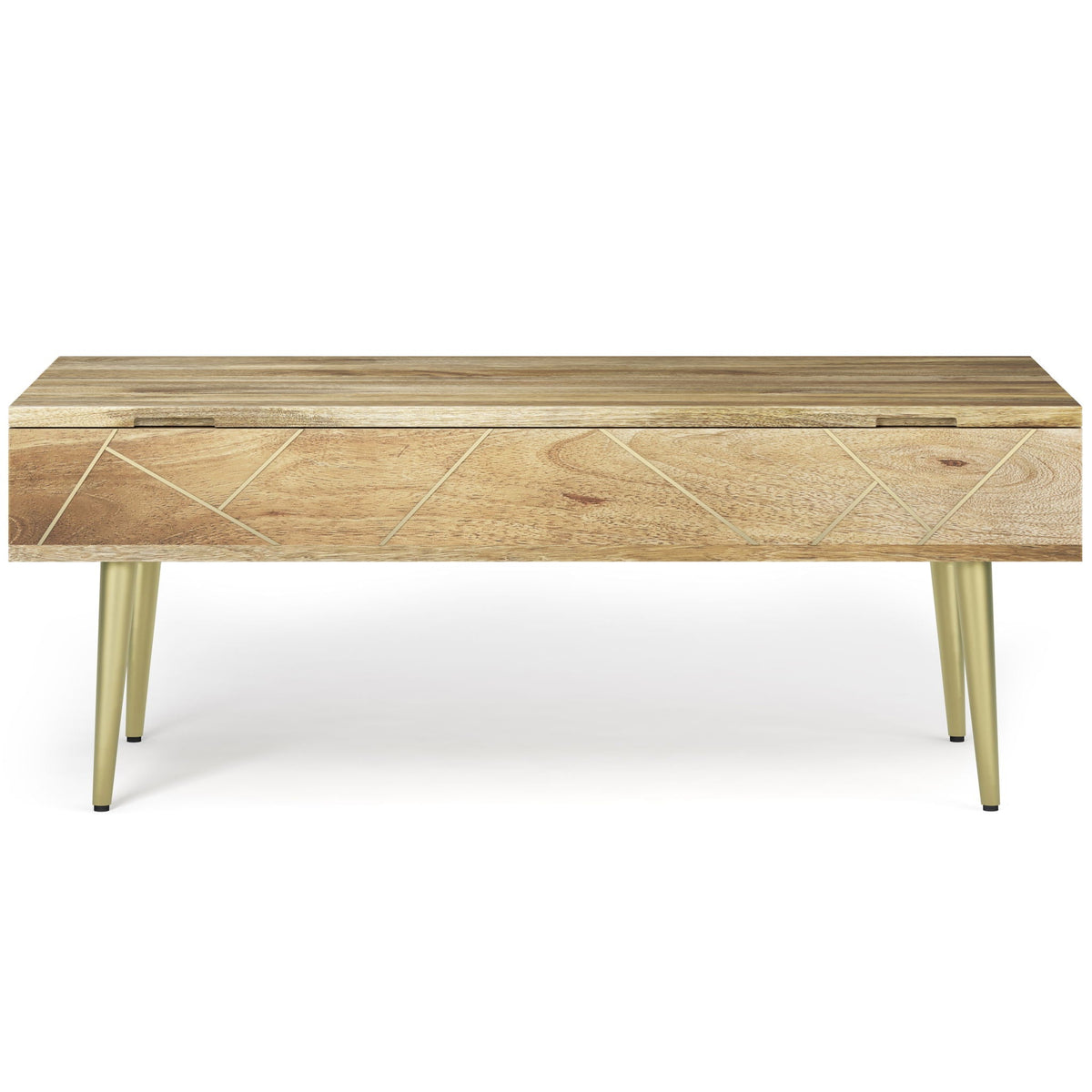Handcrafted lift-top coffee table and storage in light wood with gold legs HouseOfZazla on Tampa Home & Garden Store