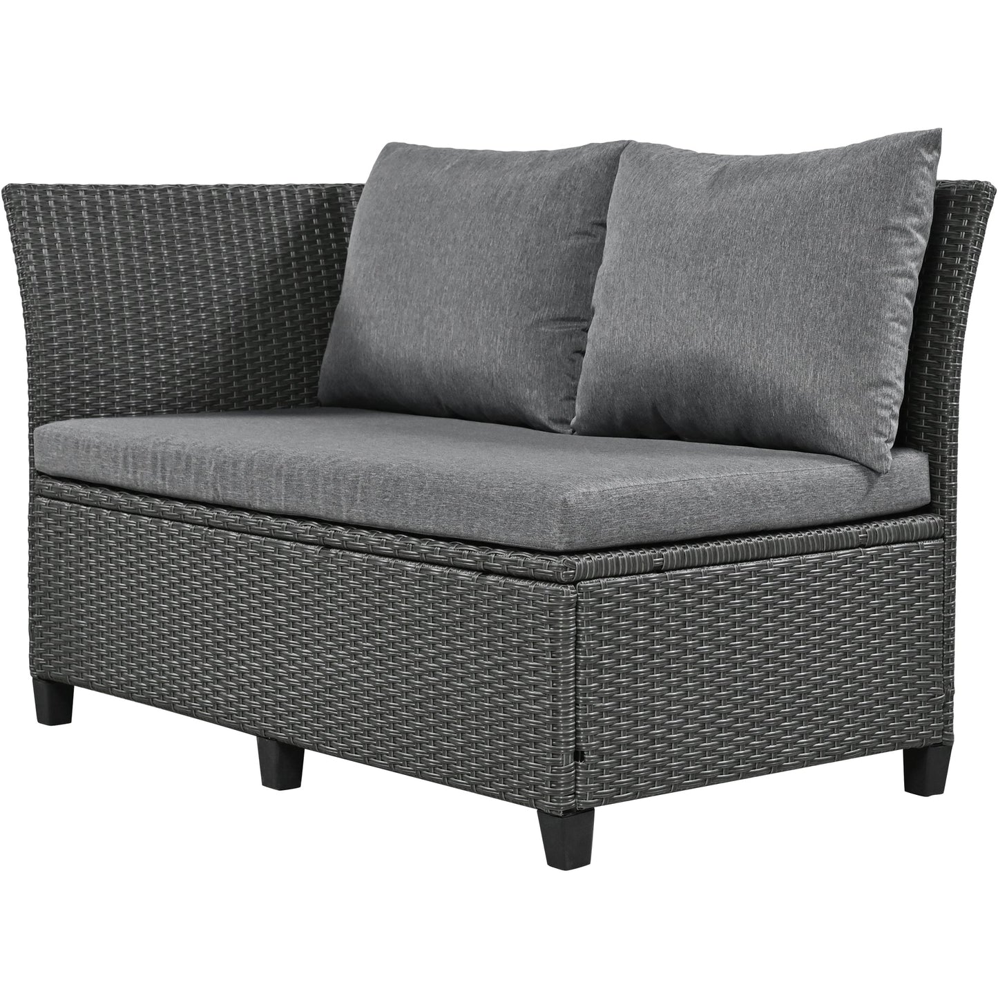 Tomax 5-Piece Outdoor Patio Rattan Sofa Set dark gray cushions wicker frame on Tampa Home & Garden Store