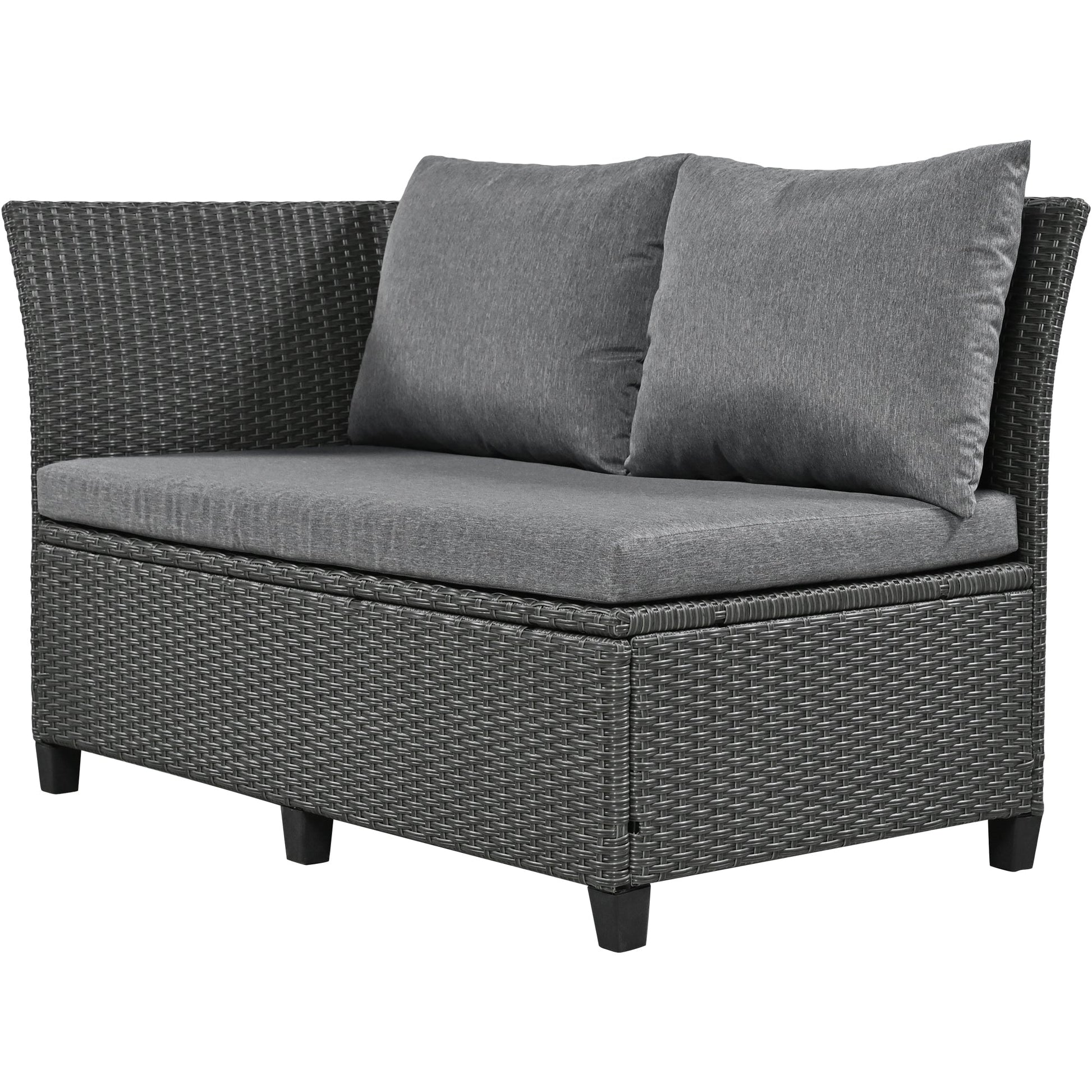 Tomax 5-Piece Outdoor Patio Rattan Sofa Set dark gray cushions wicker frame on Tampa Home & Garden Store