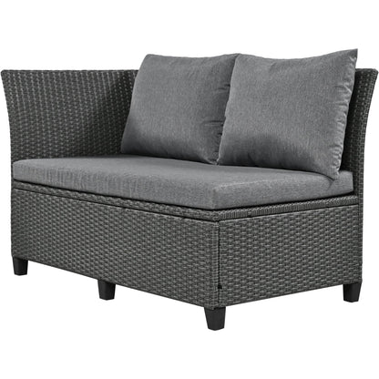 Tomax 5-Piece Outdoor Patio Rattan Sofa Set dark gray cushions wicker frame on Tampa Home & Garden Store