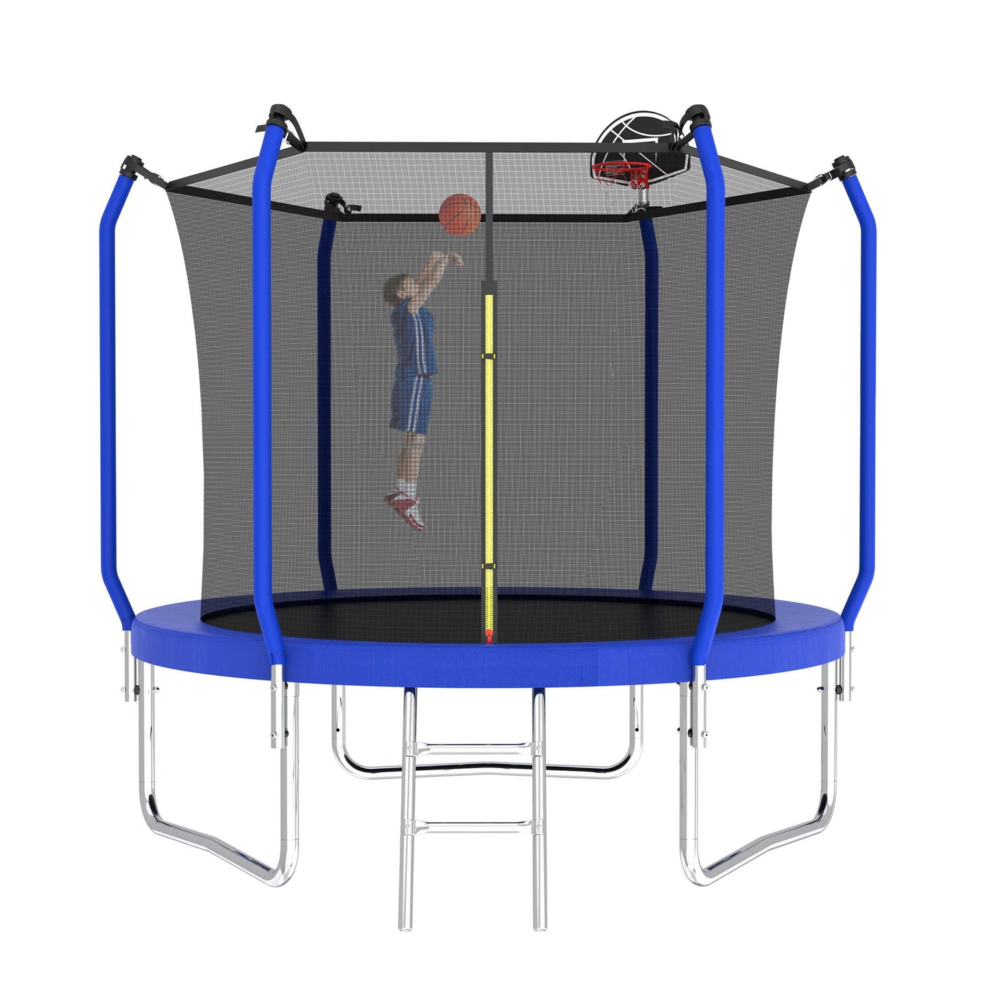 Outdoor Backyard Trampoline and Basketball Hoop