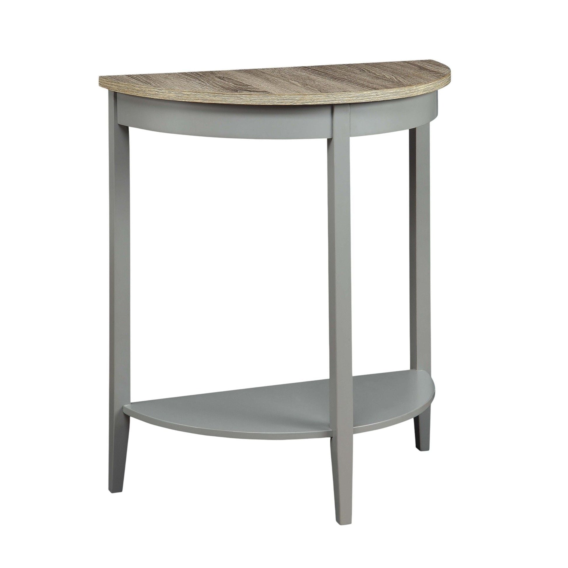Justino Console Table gray base with oak top and curved lower shelf by HouseOfZazla on Tampa Home & Garden Store