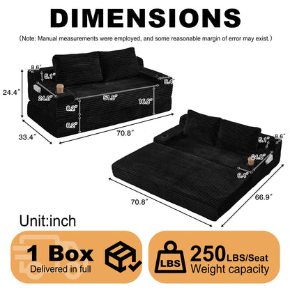 Comfortable Corduroy Two In One Sofa And Bed