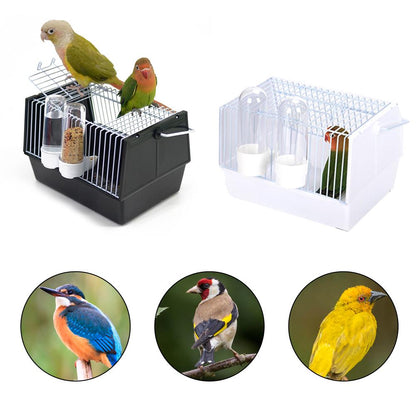 Out of the bird cage two cages set, black and white plastic cages with feeding cups on Tampa Home & Garden Store