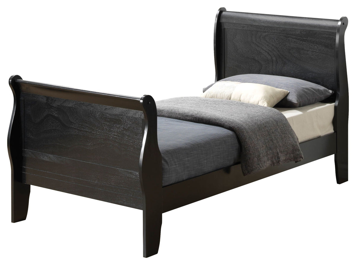 Panel Sleigh Bed by HouseOfZazla in dark espresso wood with curved headboard and footboard on Tampa Home & Garden Store
