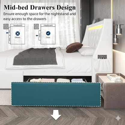 Wingback Upholstered Bed Frame Led and Usb