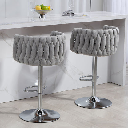 360 Swivel Counter Stools With a Woven Back