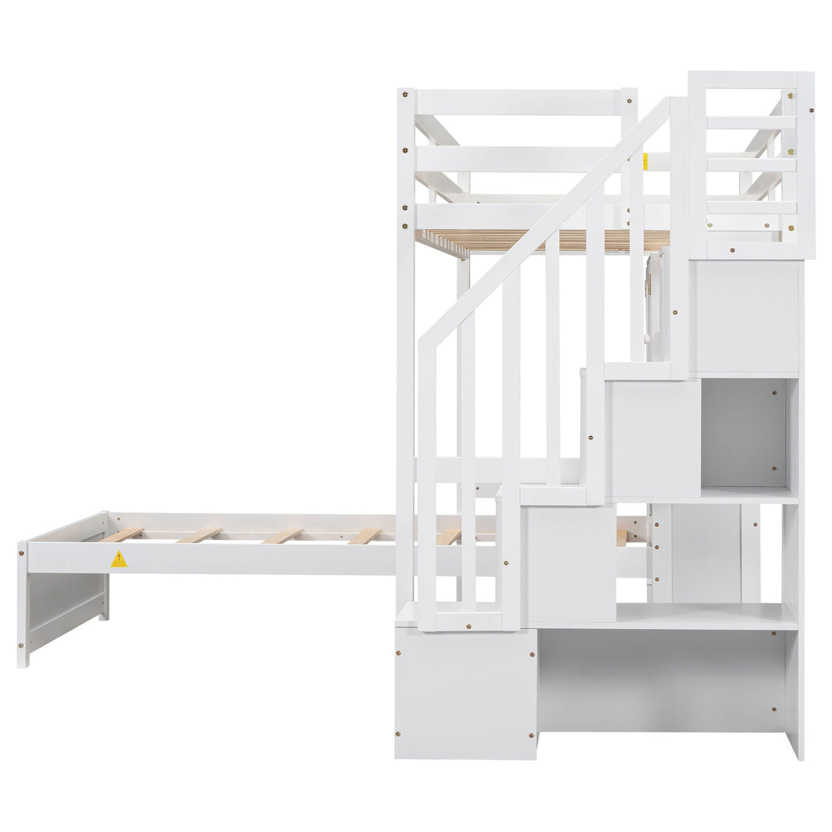 Loft bed with built-in desk and staircase in white wood, HouseOfZazla on Tampa Home & Garden Store