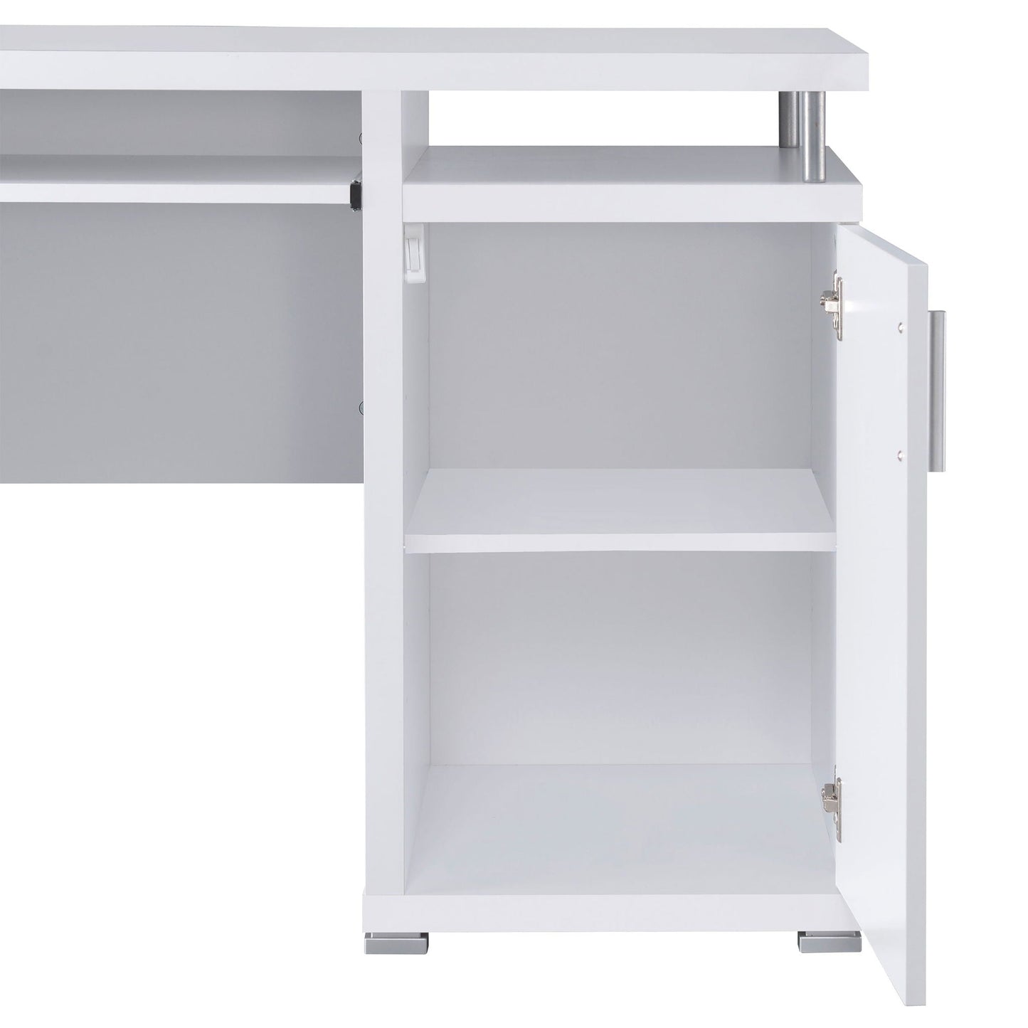 Rochelle 2 Drawer Office Desk white finish with metal legs and right storage cabinet on Tampa Home & Garden Store