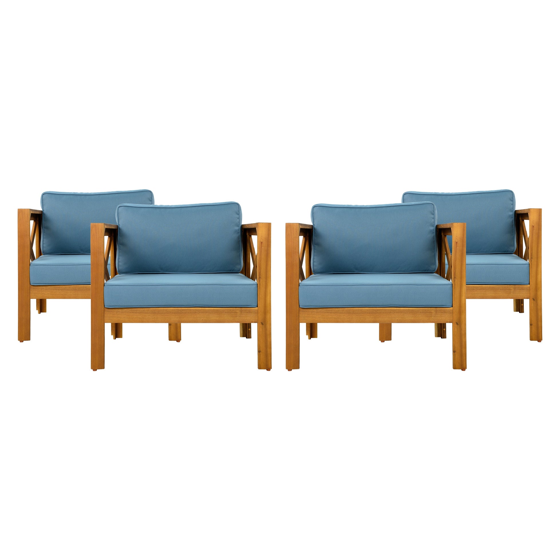Outdoor acacia wood club armchairs with cushions, set of 2 on Tampa Home & Garden Store