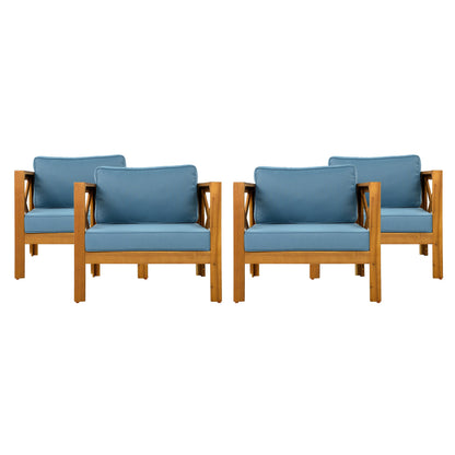 Outdoor acacia wood club armchairs with cushions, set of 2 on Tampa Home & Garden Store