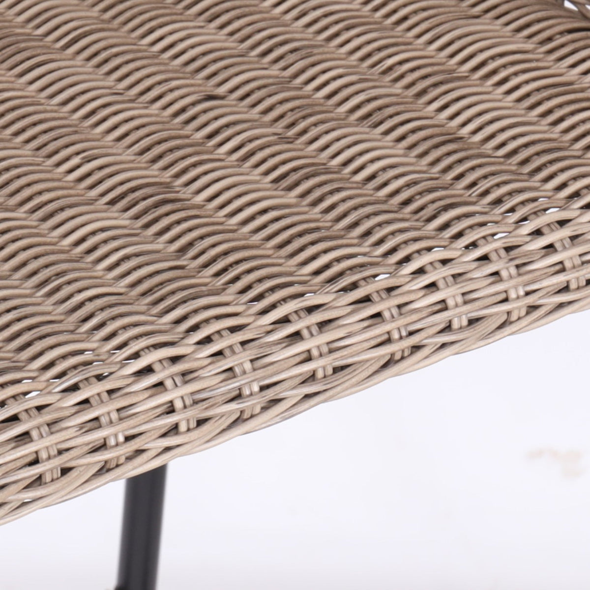 Ladd Outdoor Metal Wicker Barstool Set of 2 with natural brown woven seats on metal frames on Tampa Home & Garden Store