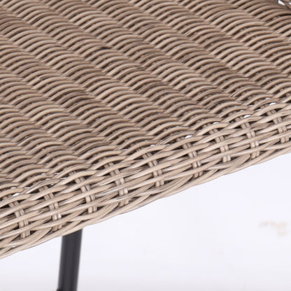 Ladd Outdoor Metal Wicker Barstool Set of 2 with natural brown woven seats on metal frames on Tampa Home & Garden Store