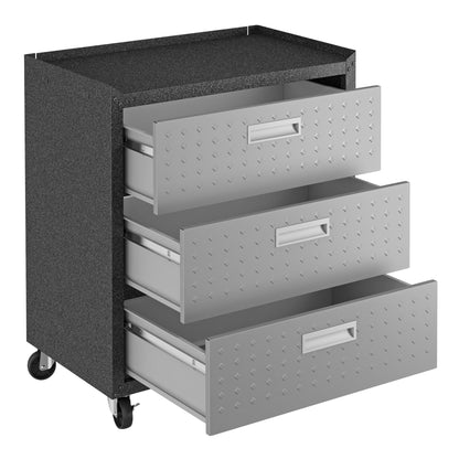 3-Drawer Rolling Garage Cabinet white gray with diamond-plate drawers on Tampa Home & Garden Store