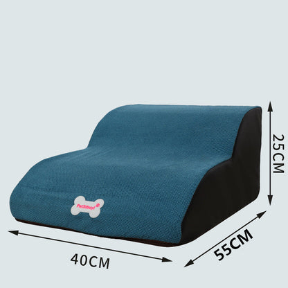 Blue textured dog ramp with curved back, 40×55 cm, 25 cm high, bone logo tag, Sell My Stuff on Tampa Home & Garden Store