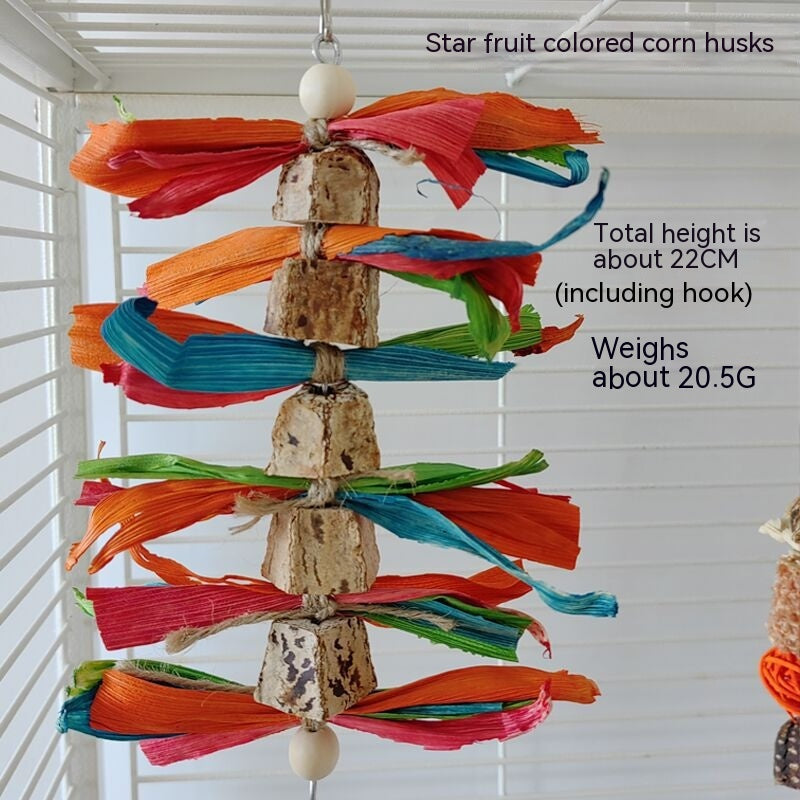 Parrot Bite Supplies stand with star fruit corn husk strips on a rod 22 cm tall 20.5 g on Tampa Home & Garden Store