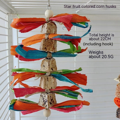 Parrot Bite Supplies stand with star fruit corn husk strips on a rod 22 cm tall 20.5 g on Tampa Home & Garden Store