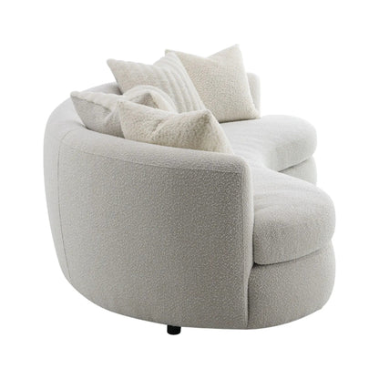 Iniko Boucle Sofa with Toss Pillows beige boucle upholstery by Unique Piece Furniture on Tampa Home & Garden Store