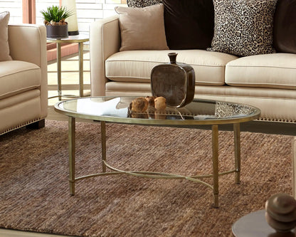 Copia Oval End Table Antiqued Silver Crafted