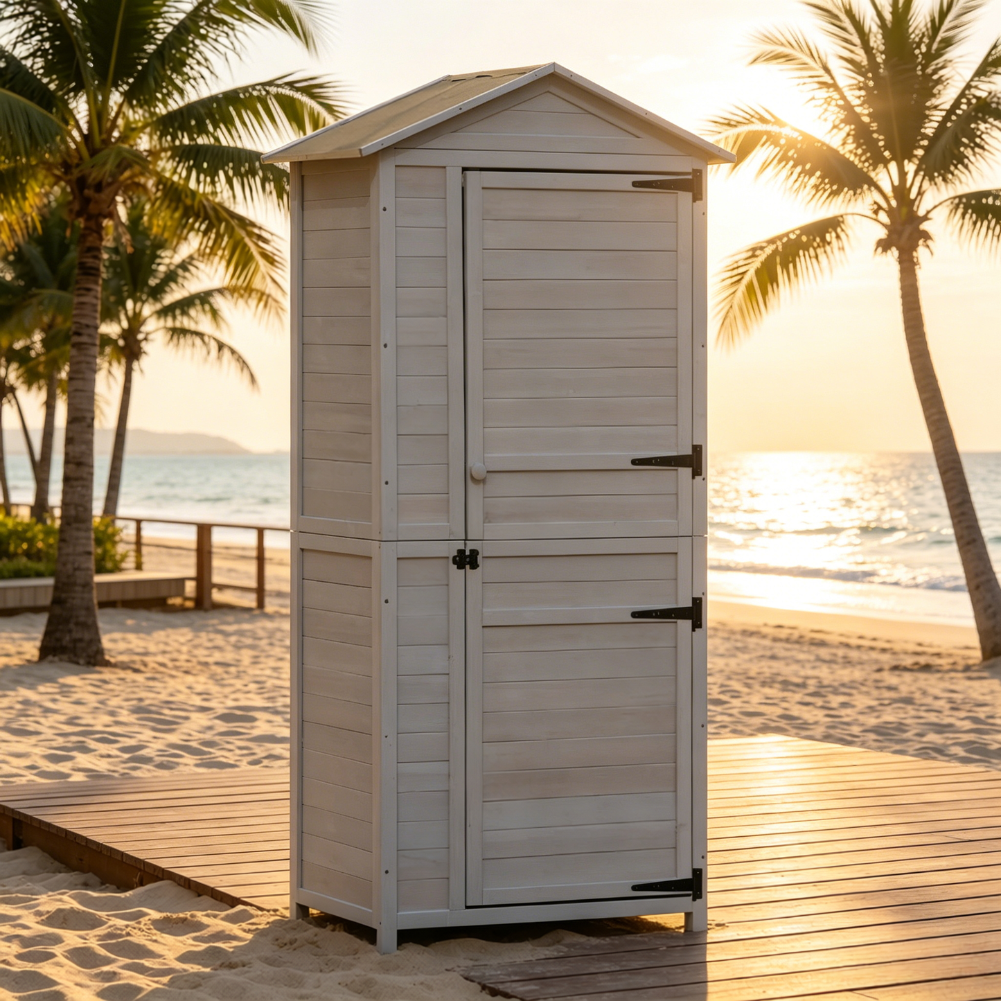 an Outdoor Storage Shed With Tilted Tin Roof