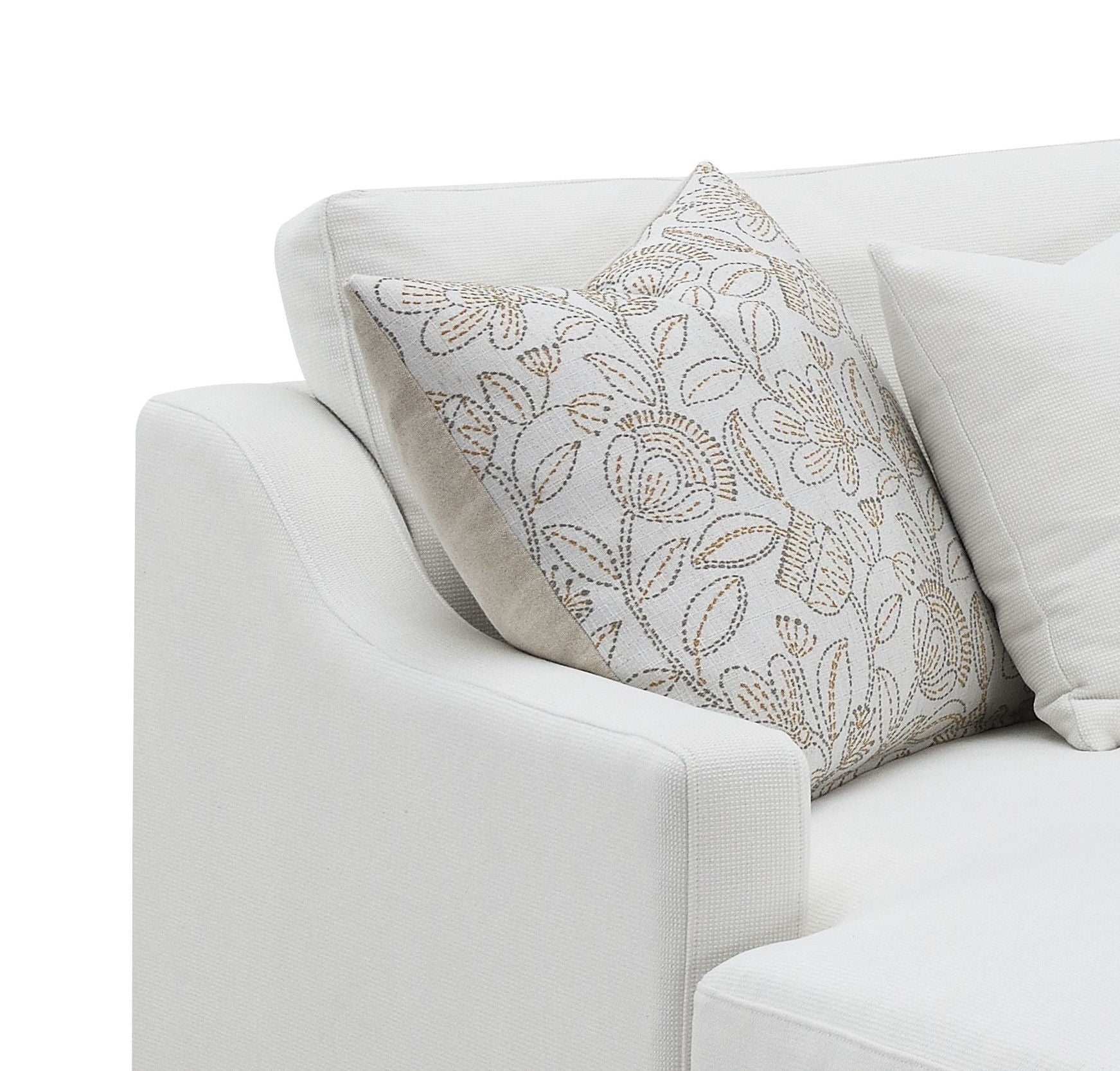 Valiant Chenille Sectional Sofa by HouseOfZazla in ivory with 4 pillows on Tampa Home & Garden Store