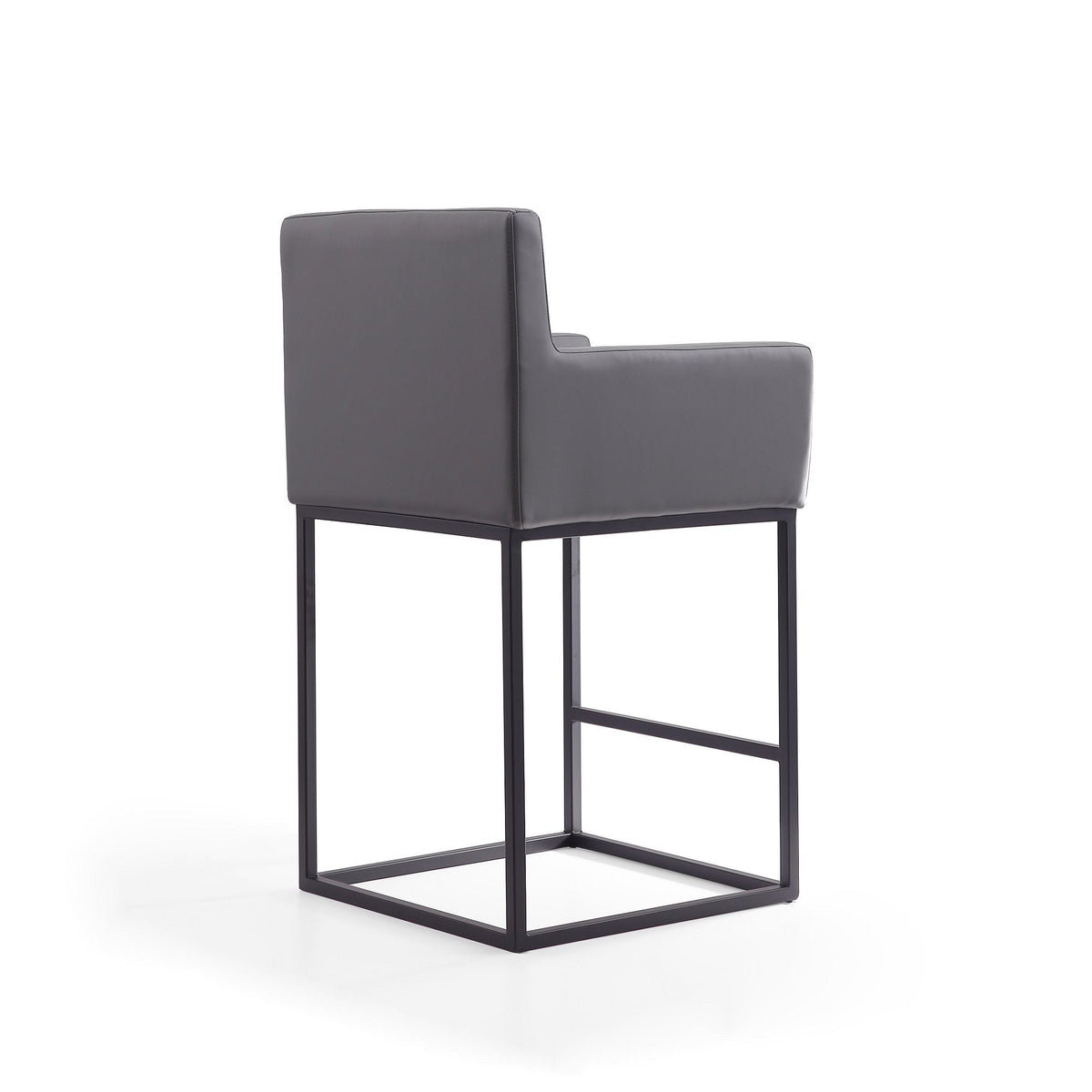 Ambassador Counter Stool dark gray leather with square frame and armrests, 24–27 in height on Tampa Home & Garden Store