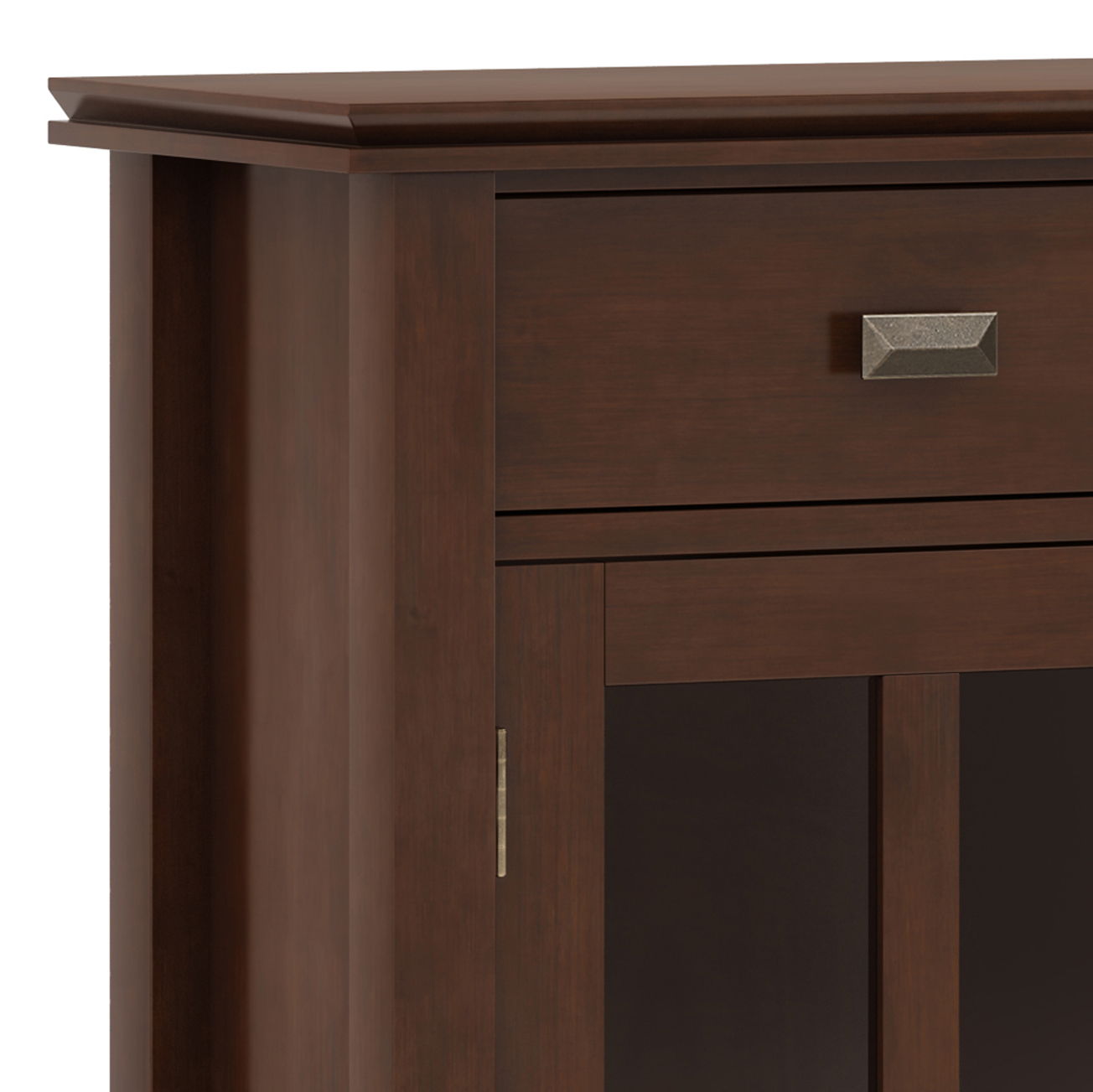 Artisan entryway storage cabinet russet brown wood by HouseOfZazla with a textured metal pull on Tampa Home & Garden Store