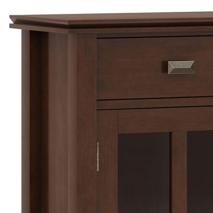 Artisan entryway storage cabinet russet brown wood by HouseOfZazla with a textured metal pull on Tampa Home & Garden Store