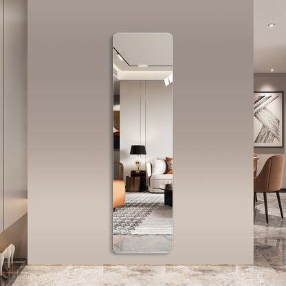 Full Body Round Corner Mirror by HouseOfZazla tall silver framed floor mirror with rounded edges on Tampa Home & Garden Store