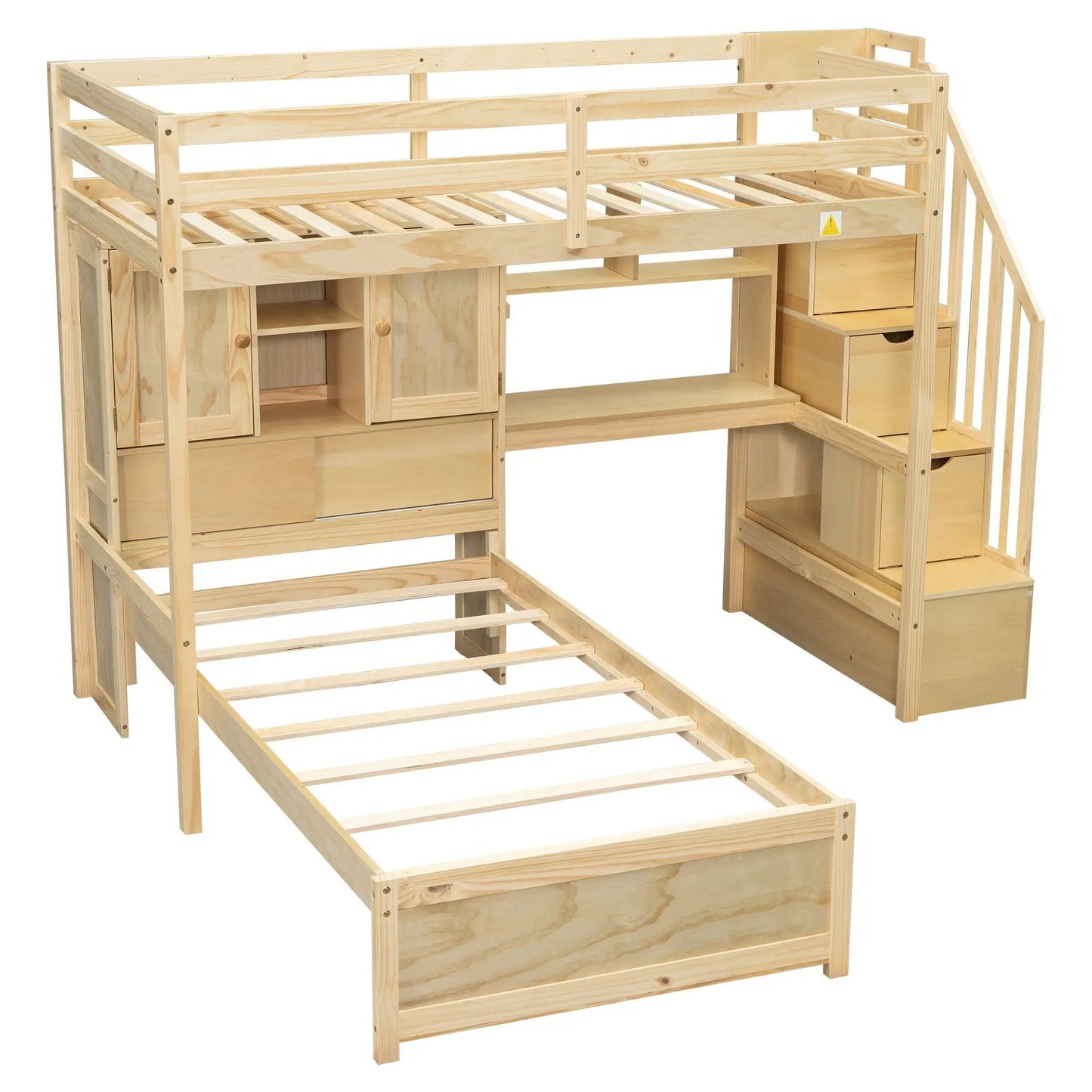 Loft Bed With Built In Desk and Staircase
