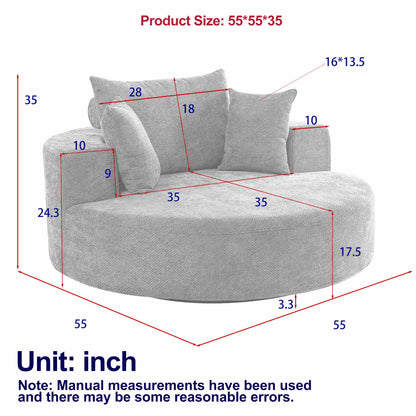 55'' Chenille Foam Single Swivel Chair gray fabric accent chair by HouseOfZazla on Tampa Home & Garden Store